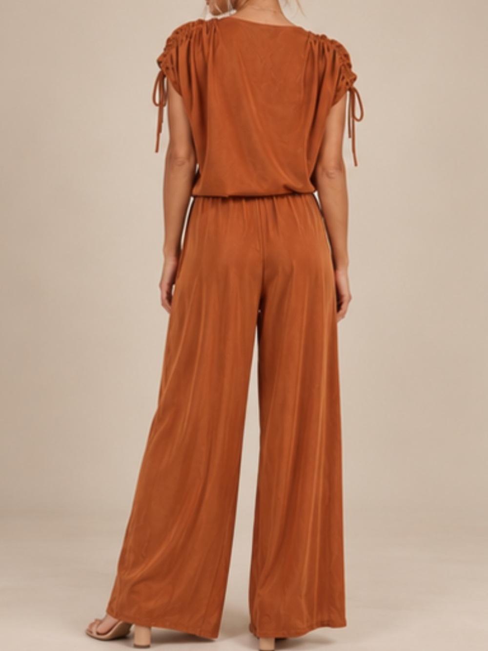Zara Tie-Front Wide-Leg Jumpsuit in Rust - Picture 5 of 11